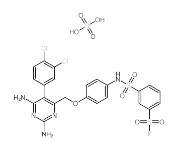 3-[[4-[[2,6-diamino-5-(3,4-dichlorophenyl)pyrimidin-4-yl]methoxy]phenyl]sulfamoyl]benzenesulfonyl fluoride; sulfuric acid structure