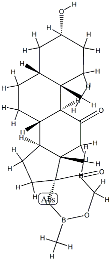 3α-Hydroxy-17,21-[(methylboranediyl)bisoxy]-5β-pregnane-11,20-dione结构式
