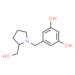 1,3-Benzenediol, 5-[[2-(hydroxymethyl)-1-pyrrolidinyl]methyl]- (9CI) structure