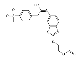2-[[6-[[2-(4-methylsulfonylphenyl)acetyl]amino]-1,3-benzothiazol-2-yl]sulfanyl]ethyl acetate Structure