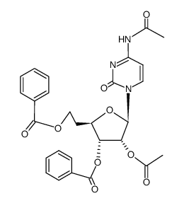 1-(O2-acetyl-O3,O6-dibenzoyl-β-D-ribo-5-deoxy-hexofuranosyl)-4-acetylamino-1H-pyrimidin-2-one Structure