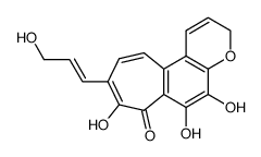 5,6,8-Trihydroxy-9-[(E)-3-hydroxy-1-propenyl]cyclohepta[f][1]benzopyran-7(3H)-one结构式