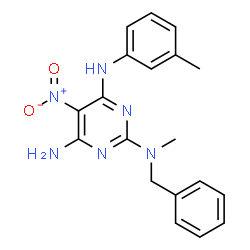 N~2~-benzyl-N~2~-methyl-N~4~-(3-methylphenyl)-5-nitro-2,4,6-pyrimidinetriamine结构式