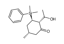 (2R,3R,5S)-2-(1'-hydroxyethyl)-3-dimethyl(phenyl)silyl-5-methylcyclohexanone结构式