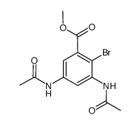 3,5-bis-acetylamino-2-bromo-benzoic acid methyl ester结构式