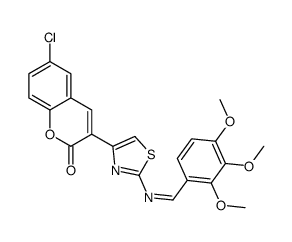 6-CHLORO-3-[2-[[(2,3,4-TRIMETHOXYPHENYL)METHYLENE]AMINO]-4-THIAZOLYL]-2H-1-BENZOPYRAN-2-ONE结构式
