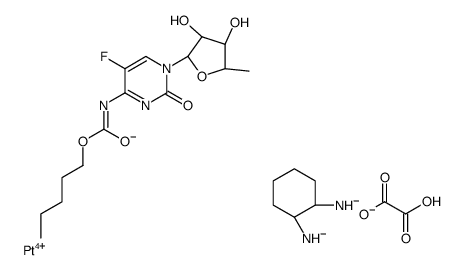 [(1R,2R)-2-azanidylcyclohexyl]azanide,oxalate,pentyl N-[1-[(2R,3R,4S,5R)-3,4-dihydroxy-5-methyloxolan-2-yl]-5-fluoro-2-oxopyrimidin-4-yl]carbamate,platinum(4+) Structure