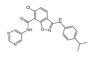 6-chloro-3-(4-isopropylphenylamino)-N-(pyrimidin-5-yl)benzo[d]isoxazole-7-carboxamide结构式