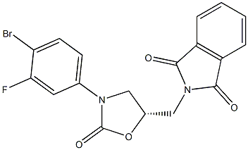 (S)-2-((3-(4-bromo-3-fluorophenyl)-2-oxooxazolidin-5-yl)methyl)isoindoline-1,3-dione Structure