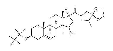 (20R)-3β-(dimethyl-t-butylsilyloxy)-15β-hydroxy-24-oxocholest-5-ene 24-ethylene acetal Structure