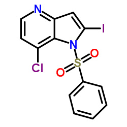 7-Chloro-2-iodo-1-(phenylsulfonyl)-1H-pyrrolo[3,2-b]pyridine结构式