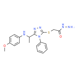 2-[(5-{1-[(4-Methoxyphenyl)amino]ethyl}-4-phenyl-4H-1,2,4-triazol-3-yl)thio]acetohydrazide Structure