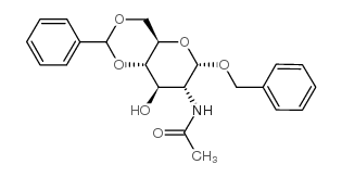苄基-2-乙酰氨基-4,6-O-苯亚甲基-2-脱氧-α-D-吡喃葡萄糖苷结构式