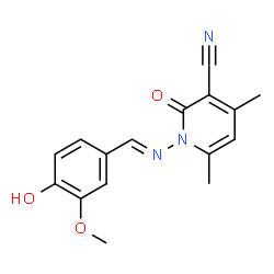 1-[(4-hydroxy-3-methoxybenzylidene)amino]-4,6-dimethyl-2-oxo-1,2-dihydro-3-pyridinecarbonitrile Structure