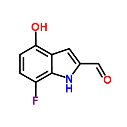 7-Fluoro-4-hydroxy-1H-indole-2-carbaldehyde结构式