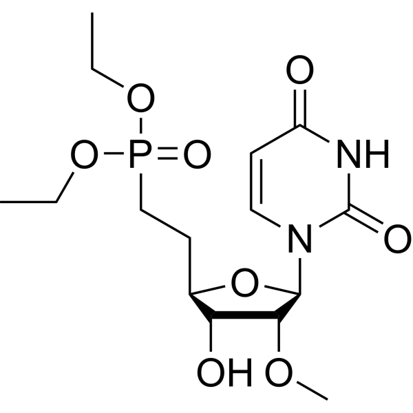 1-[6-(Diethoxyphosphinyl)-2-O-methyl-β-D-ribo-hexofuranosyl]uracil Structure