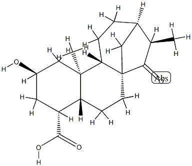 (4α)-2β-Hydroxy-15-oxo-19-norkauran-18-oic acid structure