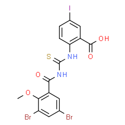 2-[[[(3,5-DIBROMO-2-METHOXYBENZOYL)AMINO]THIOXOMETHYL]AMINO]-5-IODO-BENZOIC ACID结构式