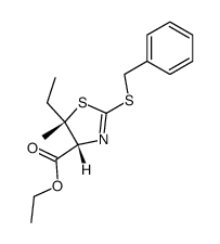 2-benzylsulfanyl-5t-ethyl-5c-methyl-4,5-dihydro-thiazole-4r-carboxylic acid ethyl ester Structure