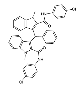 1,1'-dimethyl-3,3'-phenylmethanediyl-bis-indole-2-carboxylic acid bis-(4-chloro-anilide)结构式