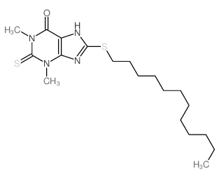 6H-Purin-6-one,8-(dodecylthio)-1,2,3,9-tetrahydro-1,3-dimethyl-2-thioxo- structure