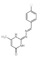 2-[(2Z)-2-[(4-chlorophenyl)methylidene]hydrazinyl]-6-methyl-1H-pyrimidin-4-one Structure