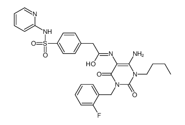 Benzeneacetamide,N-[6-amino-1-butyl-3-[(2-fluorophenyl)methyl]-1,2,3,4-tetrahydro-2,4-dioxo-5-pyrimidinyl]-4-[(2-pyridinylamino)sulfonyl]-结构式