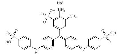 Benzenesulfonic acid,2-amino-3-methyl-5-[[4-[(4-sulfophenyl)amino]phenyl][4-[(4-sulfophenyl)imino]-2,5-cyclohexadien-1-ylidene]methyl]-,sodium salt (1:2) picture