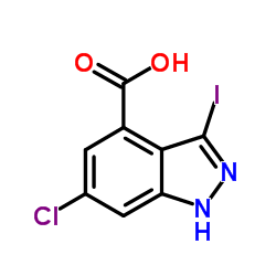 6-CHLORO-3-IODO-4-(1H)INDAZOLE CARBOXYLIC ACID结构式