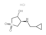 trans-4-(Cyclopropylmethyl-amino)-1,1-dioxo-tetrahydrothiophen-3-ol hydrochloride结构式