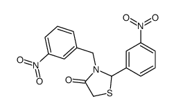 2-(3-nitrophenyl)-3-[(3-nitrophenyl)methyl]-1,3-thiazolidin-4-one结构式