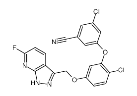 3-chloro-5-{2-chloro-5-[(6-fluoro-1H-pyrazolo[3,4-b]pyridin-3-yl)methoxy]phenoxy}benzonitrile Structure