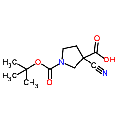 1-[(叔丁氧基)羰基] -3-氰基吡咯烷-3-羧酸结构式