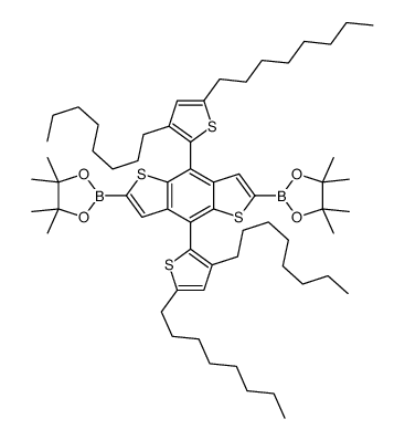 2,6-Bis(4,4,5,5-tetramethyl-1,3,2-dioxaborolan-2-yl)-(4,8-bis(2-(3,5-dioctyl)thiophene)benzo[1,2-b:4,5-b']dithiophene structure