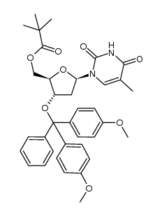 3'-O-(4,4'-diemthoxytrityl)-5'-O-(trimethylacetyl)thymidine Structure