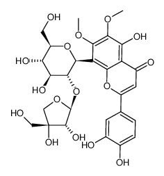 5,3',4'-trihydroxy-6,7-dimethoxy-8-C-[β-D-apiofuranosyl-(1->2)]-β-D-glucopyranosyl flavonoside结构式
