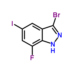 3-Bromo-7-fluoro-5-iodo-1H-indazole结构式
