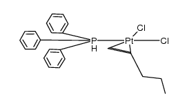 cis-{PtCl2(C5H10)(PPh3)}结构式