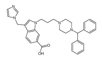 1-[3-(4-benzhydrylpiperazin-1-yl)propyl]-3-(imidazol-1-ylmethyl)indole-6-carboxylic acid结构式