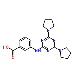 3-{[4,6-Di(1-pyrrolidinyl)-1,3,5-triazin-2-yl]amino}benzoic acid Structure
