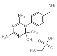 1-[4-(aminomethyl)phenyl]-6,6-dimethyl-1,3,5-triazine-2,4-diamine,ethanesulfonic acid结构式
