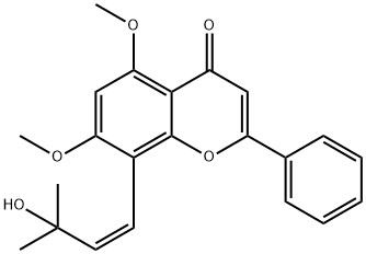 8-[(Z)-3-Hydroxy-3-methyl-1-butenyl]-5,7-dimethoxy-2-phenyl-4H-1-benzopyran-4-one structure