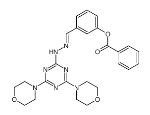 [3-[(E)-[(4,6-dimorpholin-4-yl-1,3,5-triazin-2-yl)hydrazinylidene]methyl]phenyl] benzoate Structure