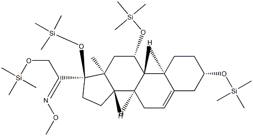 3β,11β,17,21-Tetrakis(trimethylsiloxy)pregn-5-en-20-one O-methyl oxime结构式