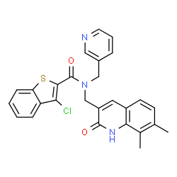 Benzo[b]thiophene-2-carboxamide, 3-chloro-N-[(1,2-dihydro-7,8-dimethyl-2-oxo-3-quinolinyl)methyl]-N-(3-pyridinylmethyl)- (9CI) picture