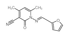 3-Pyridinecarbonitrile,1-[(2-furanylmethylene)amino]-1,2-dihydro-4,6-dimethyl-2-oxo- structure