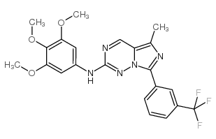 5-甲基-7-[3-(三氟甲基)苯基]-N-(3,4,5-三甲氧基苯基)咪唑[5,1-F][1,2,4]三嗪-2-胺结构式