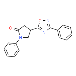 1-phenyl-4-(3-phenyl-1,2,4-oxadiazol-5-yl)pyrrolidin-2-one结构式