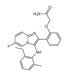 2-[2-(aminocarbonylmethoxy)phenyl]-3-(2-ethyl-6-methylphenylamino)-6-fluoroimidazo[1,2-a]pyridine结构式