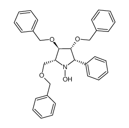 (2R,3R,4R,5S)-3,4-bis(benzyloxy)-5-(benzyloxymethyl)-1-hydroxy-5-phenylpyrrolidine结构式